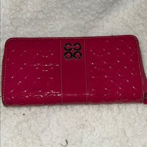 Coach pink patent leather zip accordion wallet